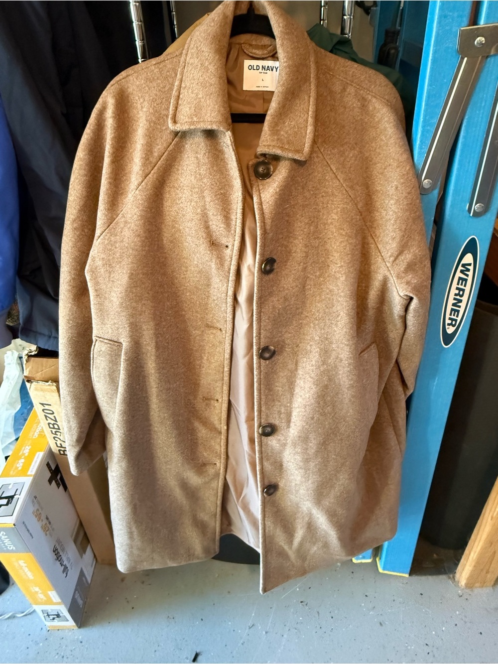 Old Navy Tan Wool-Blend Women's Pea Coat
